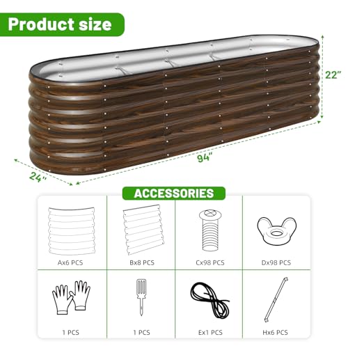 8x2 ft Oval Raised Garden Bed