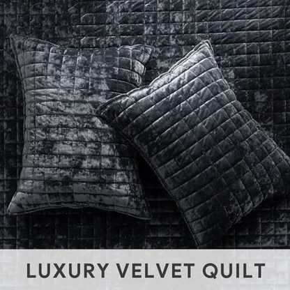 Channel Box Stitch Velvet Quilt Set