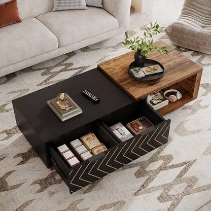 Extendable Coffee Table with 2 Storage Drawers