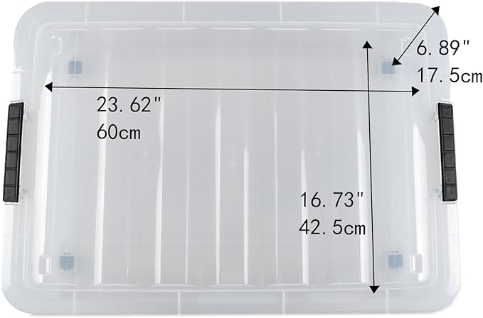 Zopnny 25 Quart Plastic Under Bed Storage Organizer Bin Container with Secure Lids and Durable Buckles, Clear, 3 Pack