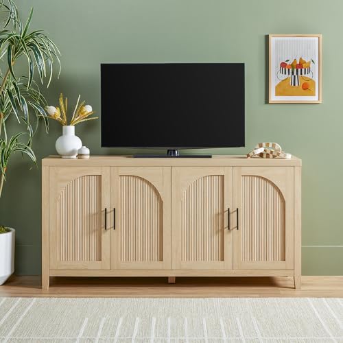 Sasha 4 Door Reeded Sideboard Buffet with Cord Management