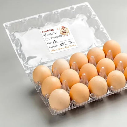 320 Pcs Egg Carton Labels, 2 Inch Square Farm Fresh Lain on Sticker PET Adhesive Egg Packaging Sticker for Box Container Carton Farm Supplies