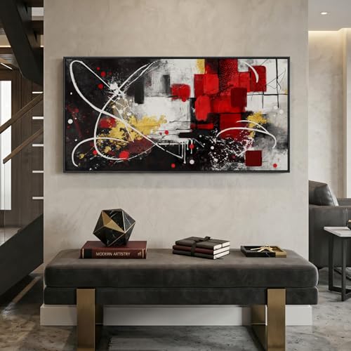 Extra Large Framed Black and White Abstract Wall Art for Living Room