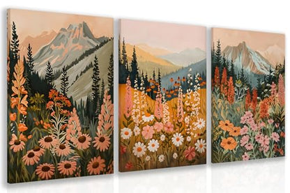 Wrapped Canvas Daisy Mountain Wildflower Wall Art Set of 3 (3 Count)