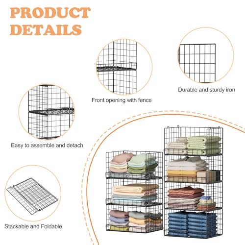 8 Tier Stackable Closet Organizers and Storage Shelves