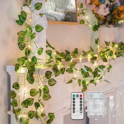 33FT Watermelon Vines with Lights Battery&USB Powered Copper Wire