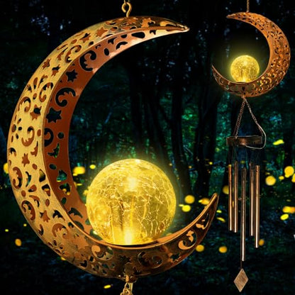 Moon Solar Lights Wind Chimes for Outside Gift for Women