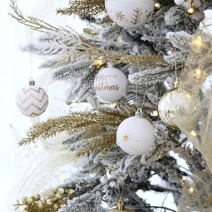 30 Pack Glitter Print Contrast Color Christmas Ball Ornaments (30 Count)