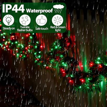 Christmas Lights 50FT 200 Count Incandescent Bulbs Red and Green Mini Lights with Green Wire for Christmas Tree