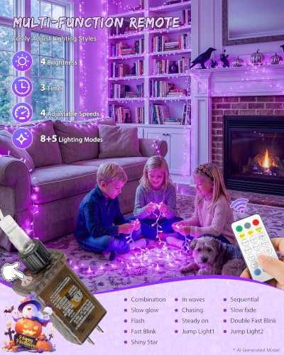 33FT 100 LED Purple Halloween Christmas Fairy Twinkle String Lights (33 Foot)