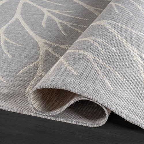 Washable Indoor Outdoor Rug 9x12 Modern Area Rugs Branch Pattern Non Shedding Waterproof Easy Clean Patio Deck Porch Living Room Bedroom Garden RV (108 Sq Ft)