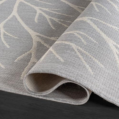 Washable Indoor Outdoor Rug 9x12 Modern Area Rugs Branch Pattern Non Shedding Waterproof Easy Clean Patio Deck Porch Living Room Bedroom Garden RV (108 Sq Ft)