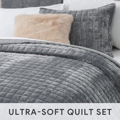 Channel Box Stitch Velvet Quilt Set