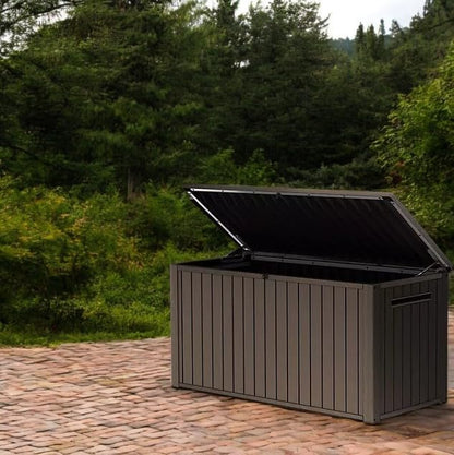 Outdoor/Indoor Storage Deck Box, 170 Gallon Capacity, Weather-Resistant Resin, Brown