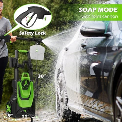 Pressure Washer -5000PSI Power Washer 500ML Foam Canno with Pressure Washers 4 Quick Connect Nozzles for Cars Patios Driveway