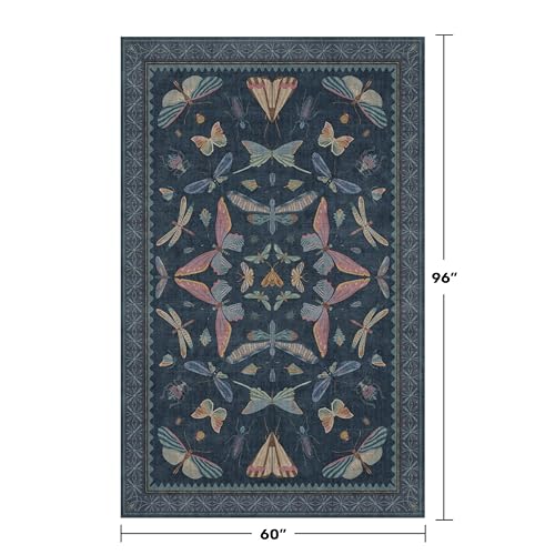 Blue 5x8 Washable Living Room Rugs (40 Sq Ft)