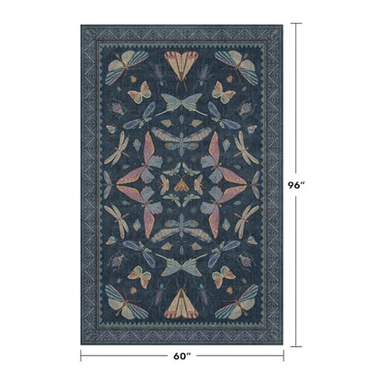 Blue 5x8 Washable Living Room Rugs (40 Sq Ft)