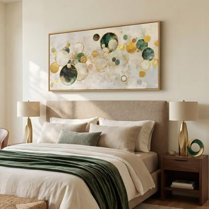 Large Framed Gold Abstract Wall Art for Living Room