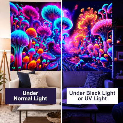 Blacklight Tapestry Fantasy Forest Room Decor 78 x 59 Inch