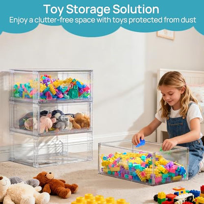 3 Pack Large Clear Stackable Storage Drawers 23QT (3 Count)