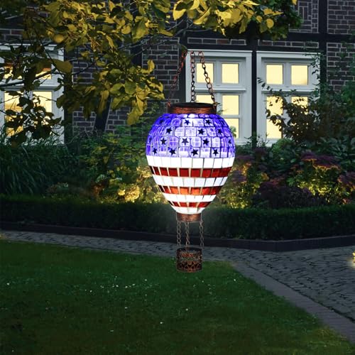 American Flag Hot Air Balloon Solar Lantern