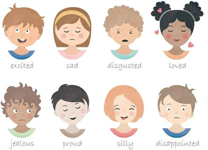 Feelings Learning Poster, Emotions Chart for Kids, Montessori Classroom Wall Art, Educational Toddler Decor (Unframed) (12x18)