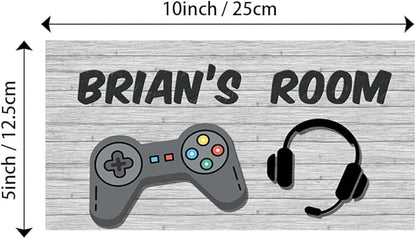 Personalized Name's Gray controller & headset gaming decor Nursery Kid's Children's Girls Bedroom Door Sign Wood Plaque Sign Wall Decor Gift