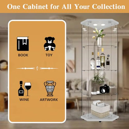 Corner Glass Display Cabinet with LED 4