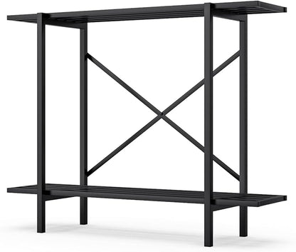 Zhongma 2 Tier Metal Sturdy Heavy Plant Stand, Narrow Plant Stand Indoor and Outdoor, L35.43 x W10.3 x H27.5 inch, 440 LBS Capacity & Heavy Duty Construction