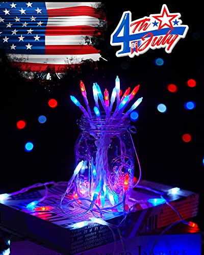 Red White Blue Battery Operated Mini String Lights 2 Pack 18 Feet 50 LED (50 Count)
