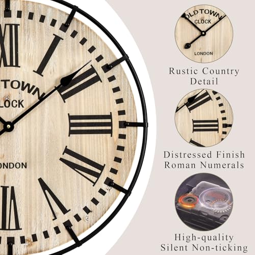 Rustic Farmhouse Wall Clock 24 Inch