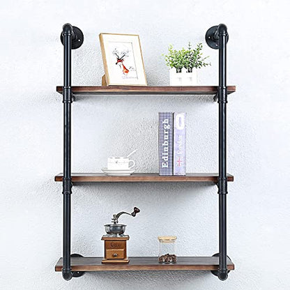 Industrial Pipe Shelves With Wood Planks