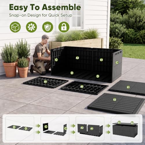 185 Gallon Deck Box Resin Outdoor Storage Box Waterproof