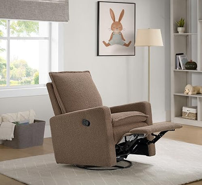 Uptown Upholstered Glider Recliner Rocking Chair 360° Swivel for Nursery and Living Room