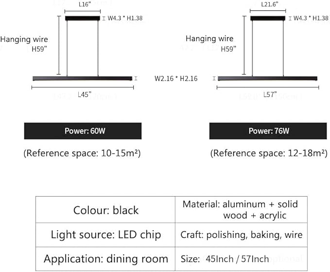 JAYMP Minimalist Linear Pendant Light Dimmable LED Modern Chandelier Dining