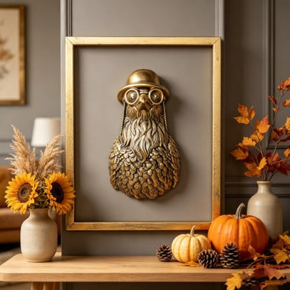 Vintage Gold Crow Head Wall Decor with Metal Frame