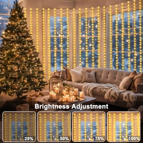 600 LED Curtain Lights 20Ftx10Ft Dual Color Changing Lights with Remote (600 Count)