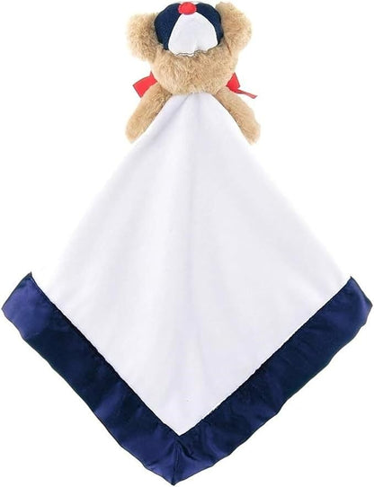 Bearington Collection Lil’ Slugger Snuggler Plush Baseball Lovey for Baby - 15 in Plush & Satin Security Blanket - Soft Teddy Bear Infant & Toddler Baseball Baby Blanket for Napping