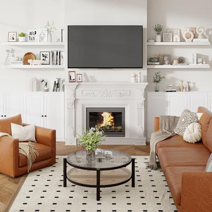 48 Inch Floating Shelves for Wall 8 Inch Deep White Shelves Set of 2 (2 Count)
