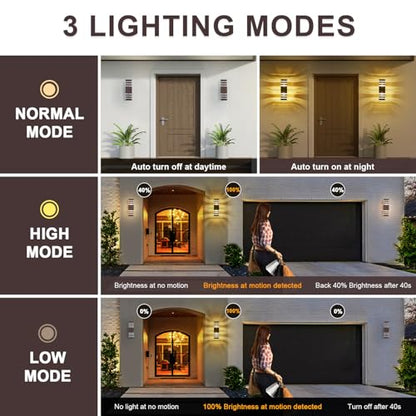 2 Pack Oil Rubbed Bronze Outdoor Wall Lights Fixtures with Motion Sensor Up Down Porch Lights Modern Dusk Dawn Exterior Sconce Wall Mount Outside Coach Lantern for House (2 Count)