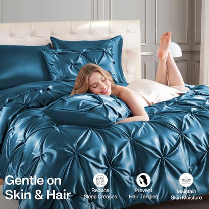 Satin Twin XL Comforter Set Teal