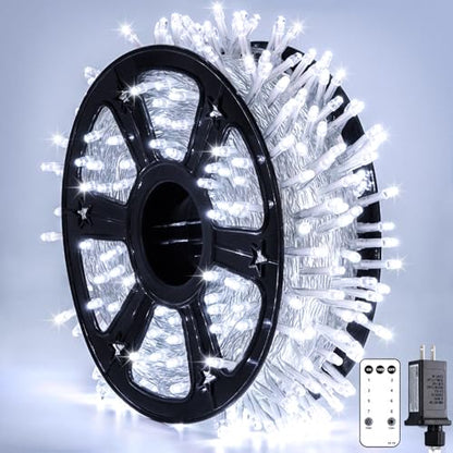Clear Wire 720LED 230 FT White Christmas Lights with 8 Modes (230 Foot)