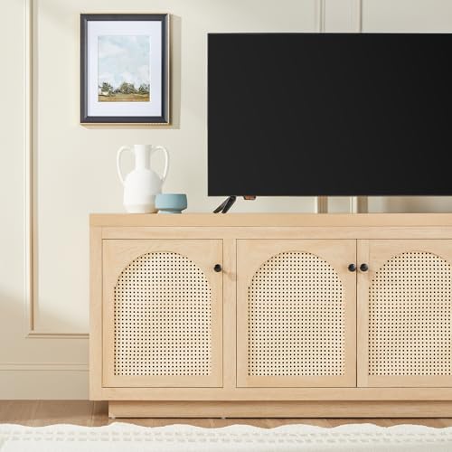 Sasha 4 Door Sideboard Buffet with Arched Rattan Panels