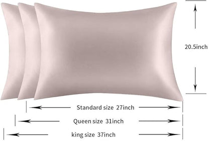 100% Mulberry Silk Pillowcases Set of 2 for Hair and Skin and Super Soft and Breathable Queen Size Nature Silk Pillowcases (Queen, Apricot Gray)