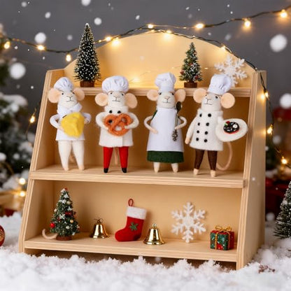 Set of 4 Christmas Felt Mouse Ornaments (4 Count)