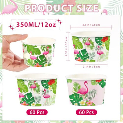 120Pcs 12oz Hawaiian Ice Cream Cups for Hot or Cold Food