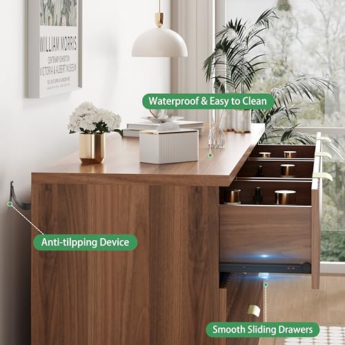 Fluted Dresser for Bedroom with 9 Drawers