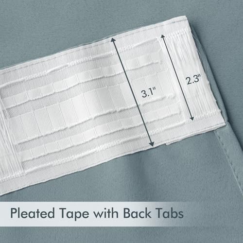Slate Blue Back Tab Blackout Curtains 52x120 Inch Long 2 Panels Set (2 Count)