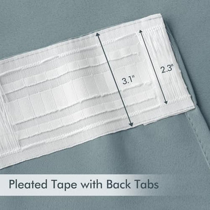 Slate Blue Back Tab Blackout Curtains 52x63 Inches Long 2 Panels Set (2 Count)