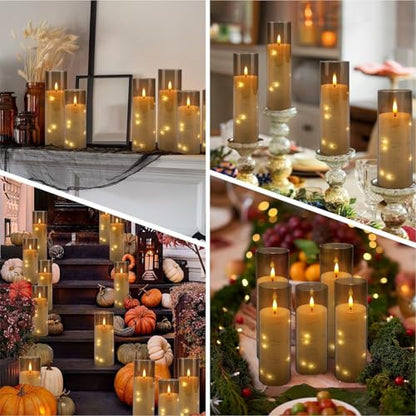 24 Pack Flameless Candles with Embedded Star String Fairy Lights